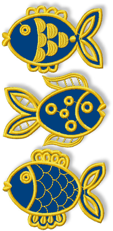 Freestanding Cutwork Fish Ornament Set