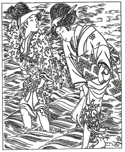 Women on the Beach at Futamigaura by Kitagawa Utamaro
