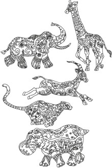 One-Color African Animal Set II