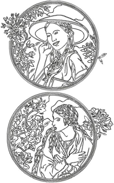 One-Color Art Deco Lady Set