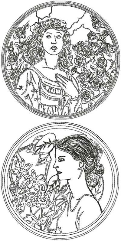 One-Color Art Deco Lady Set