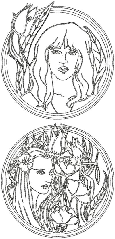 One-Color Art Deco Lady Set