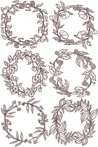 One-Color Flower Wreath Set