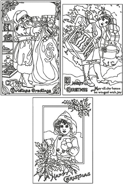 One-Color Vintage Christmas Card Set