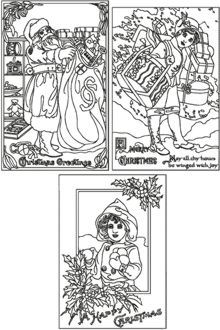 One-Color Vintage Christmas Card Set
