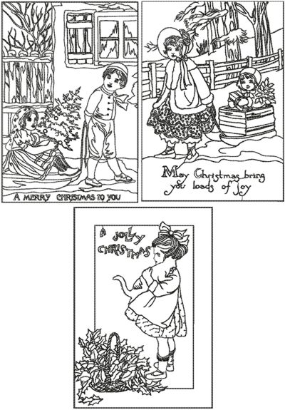 One-Color Vintage Christmas Card Set