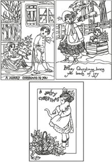 One-Color Vintage Christmas Card Set