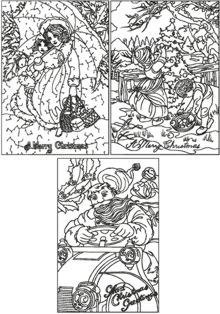 One-Color Vintage Christmas Card Set