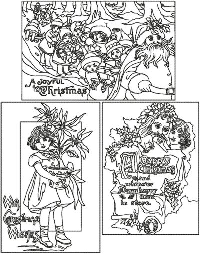 One-Color Vintage Christmas Card Set