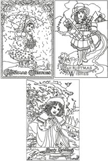 One-Color Vintage Christmas Card Set
