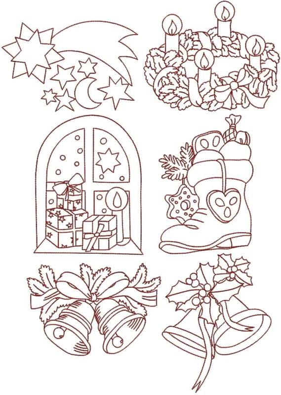 Download Advanced Embroidery Designs - Christmas Redwork Set III