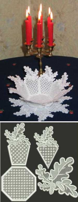 Acorn Lace Bowl and Doily Set