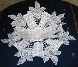 Rose Lace Bowl and Doily Set
