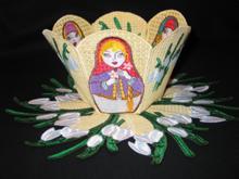 Russian Doll Bowl with Snowdrop Doily