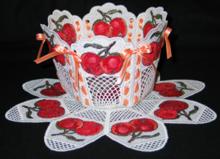 Apple Bowl and Doily Set