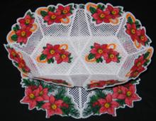 Poinsettia Oval Bowl and Doily Set