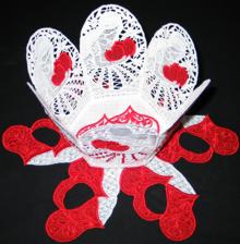 Valentine Heart Bowl and Doily Set