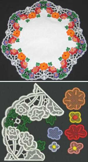 3D Spring Flower Wreath Doily