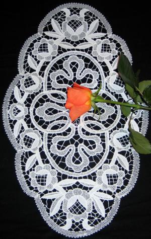 FSL Battenberg Lace Rose Wreath Doily Set