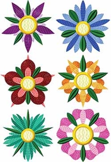 Heraldic Flower Motif Set of 6 Machine Embroidery Designs