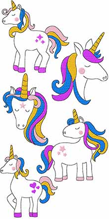 5 unicorns machine embroidery designs