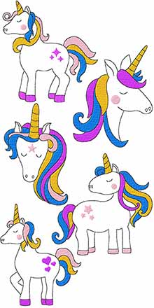 Cute Unicorn Set of 5 Machine Embroidery Designs