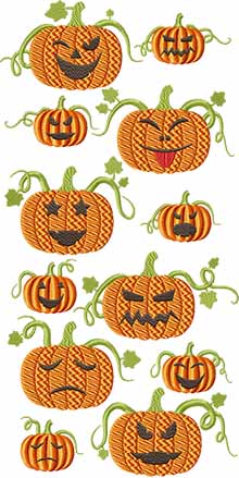 Jack-O-Lantern Set of 12 Machine Embroidery Designs