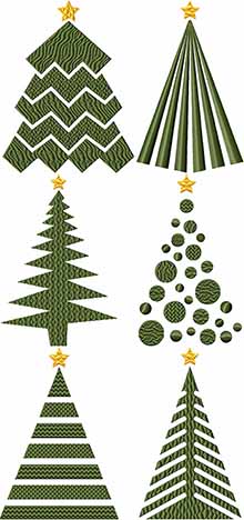 Christmas Tree Set of 6 Machine Embroidery Designs