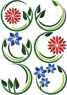 Art Nouveau Flower Motif Set of 6 Machine Embroidery Designs