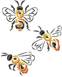 Bee Set of 3 Machine Embroidery Designs