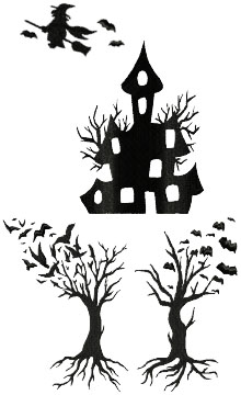 Halloween Silhouette Set of 4 Machine Embroidery Designs