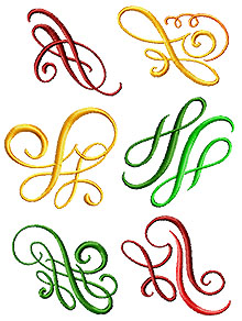 Decorative Curlicue Set of 6 Machine Embroidery Designs