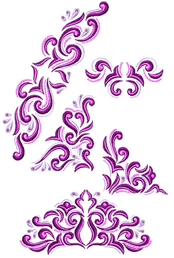 purple damask border clip art