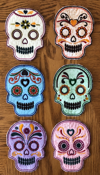 Sugar Skull Coasters In-the-Hoop (ITH)