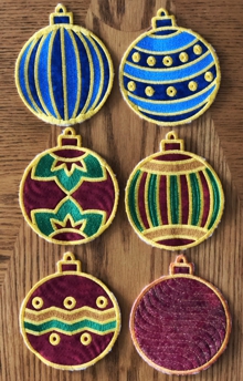 Christmas Ornament Coasters In-the-Hoop (ITH) machine embroidery designs