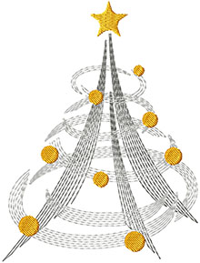 Winter Wind Christmas Tree Machine Embroidery Design