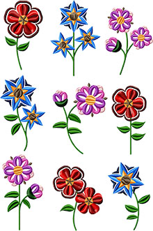 Spring Flower Set of 9 Machine Embroidery Designs