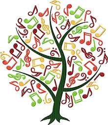 Musical Tree Machine Embroidery Design