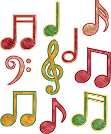 Musical Notes Applique Set of 10 Machine Embroidery Designs