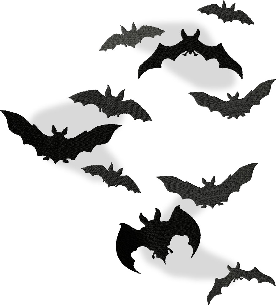 Bat Silhouette Halloween Machine Embroidery Design. 4 Sizes