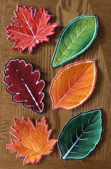 Autumn Leaf Coasters In-the-Hoop (ITH) Set of 6 Machine Embroidery Designs