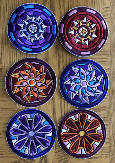 Stained Glass Flower Coasters in-the-Hoop (ITH) II