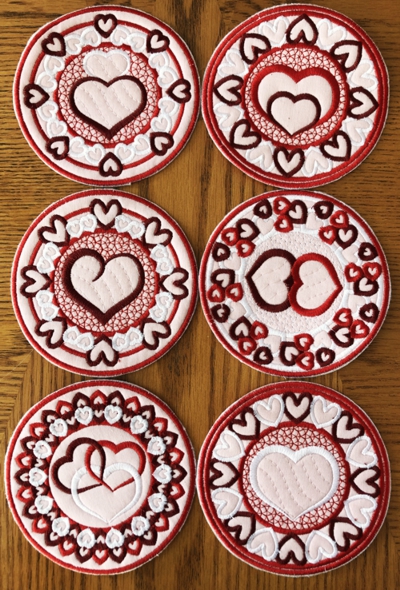 Valentine's Day Coasters In-the-Hoop (ITH)