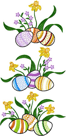 Daffodils and Eggs Set of 3 Machine Embroidery Designs
