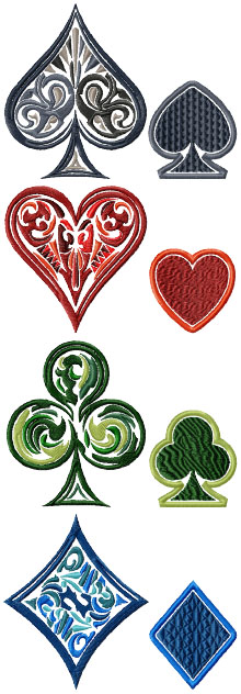 Playing Card Suit Set of 8 Machine Embroidery Designs