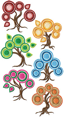 Abstract Season Tree Set of 6 Machine Embroidery Designs