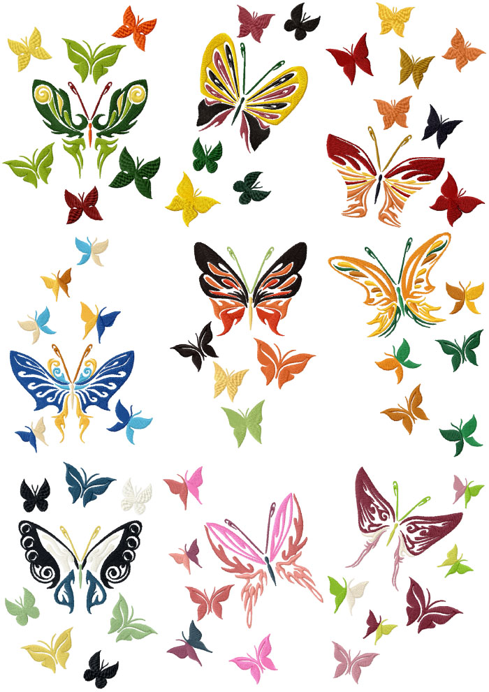 Butterfly Set of 9 Machine Embroidery Designs