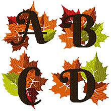 Alphabet with Fall Leaves Machine Embroidery Design