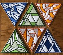 Stained Glass Triangular Coasters In-the-Hoop (ITH) Set of 6 Machine Embroidery Designs