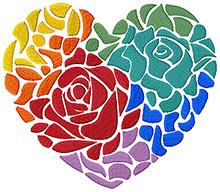 Valentine Mosaic Heart of Roses Machine Embroidery Design
